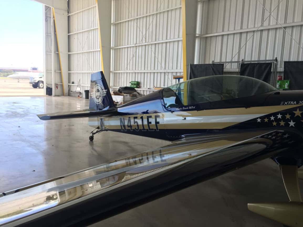 plane in airplane hangar