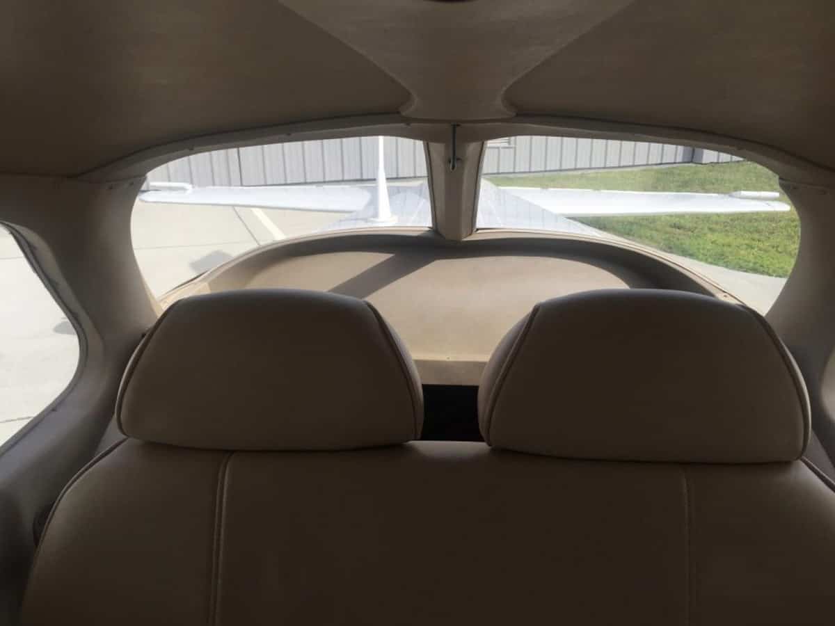 rear passenger seats of small private airplane